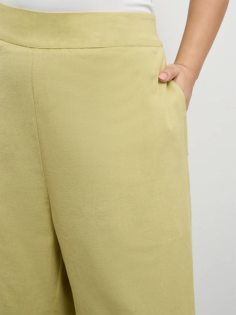 Diza Lime Embroidered Pants - Image 3