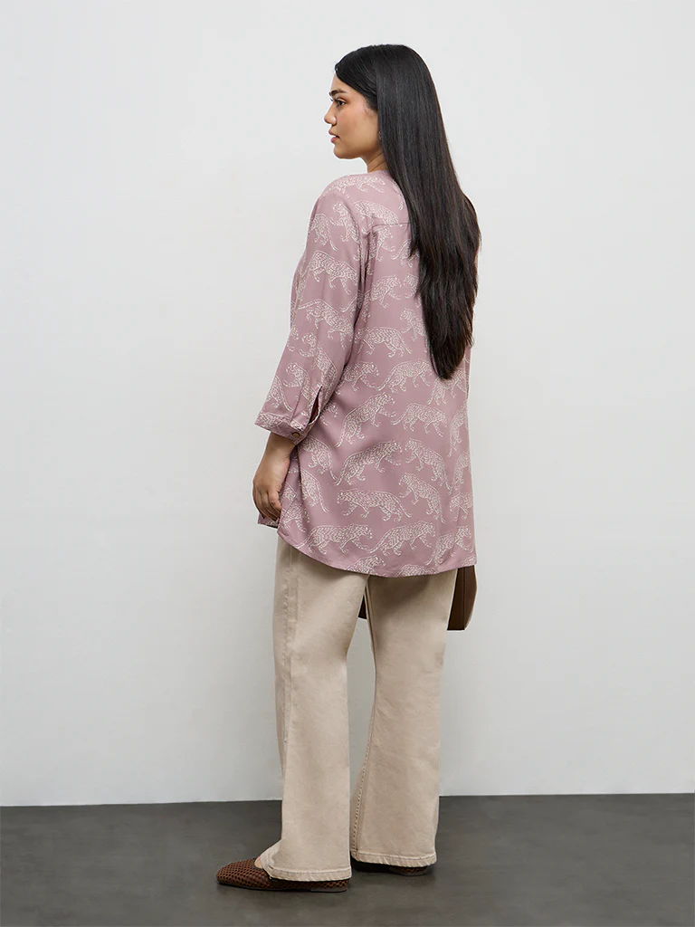Diza Mauve Animal Printed Tunic - Image 4