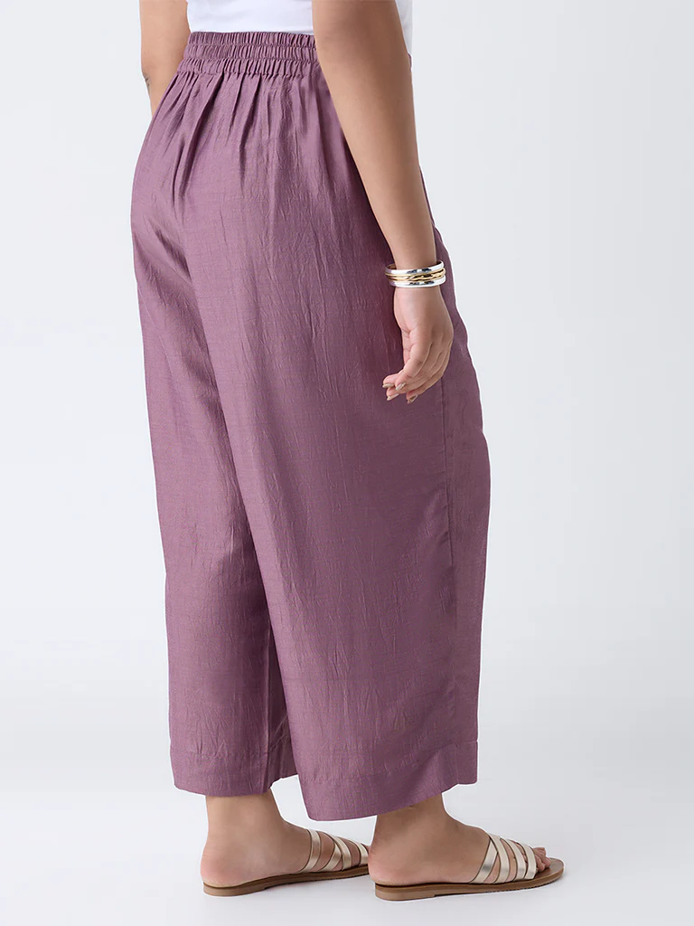 Diza Mauve Solid Pants - Image 4