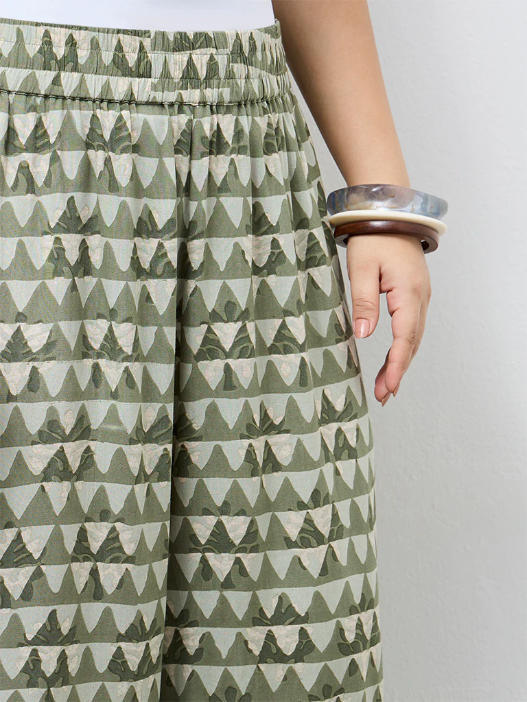 Diza Mint Geometric Printed Pants - Image 3