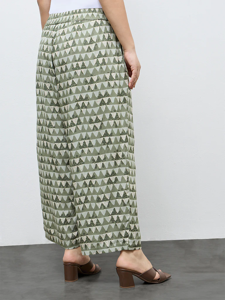 Diza Mint Geometric Printed Pants - Image 4