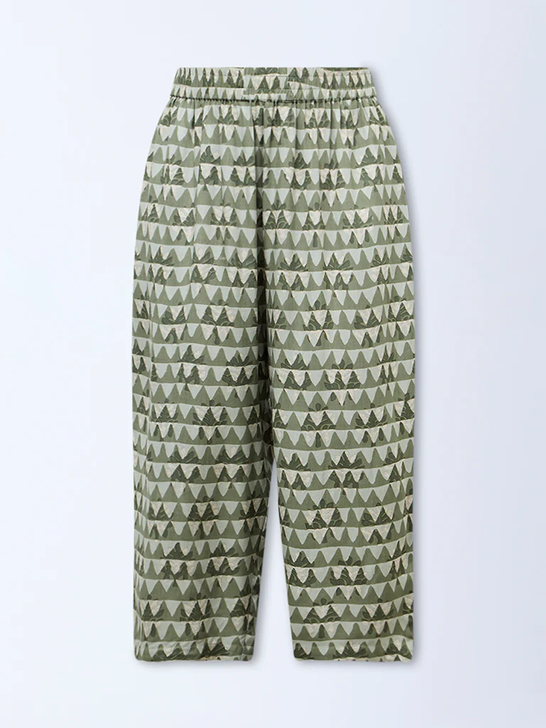 Diza Mint Geometric Printed Pants - Image 5