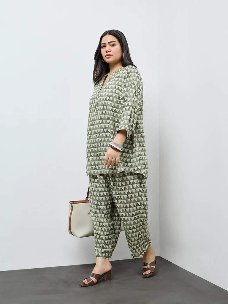 Diza Mint Geometric Printed Tunic - Image 2