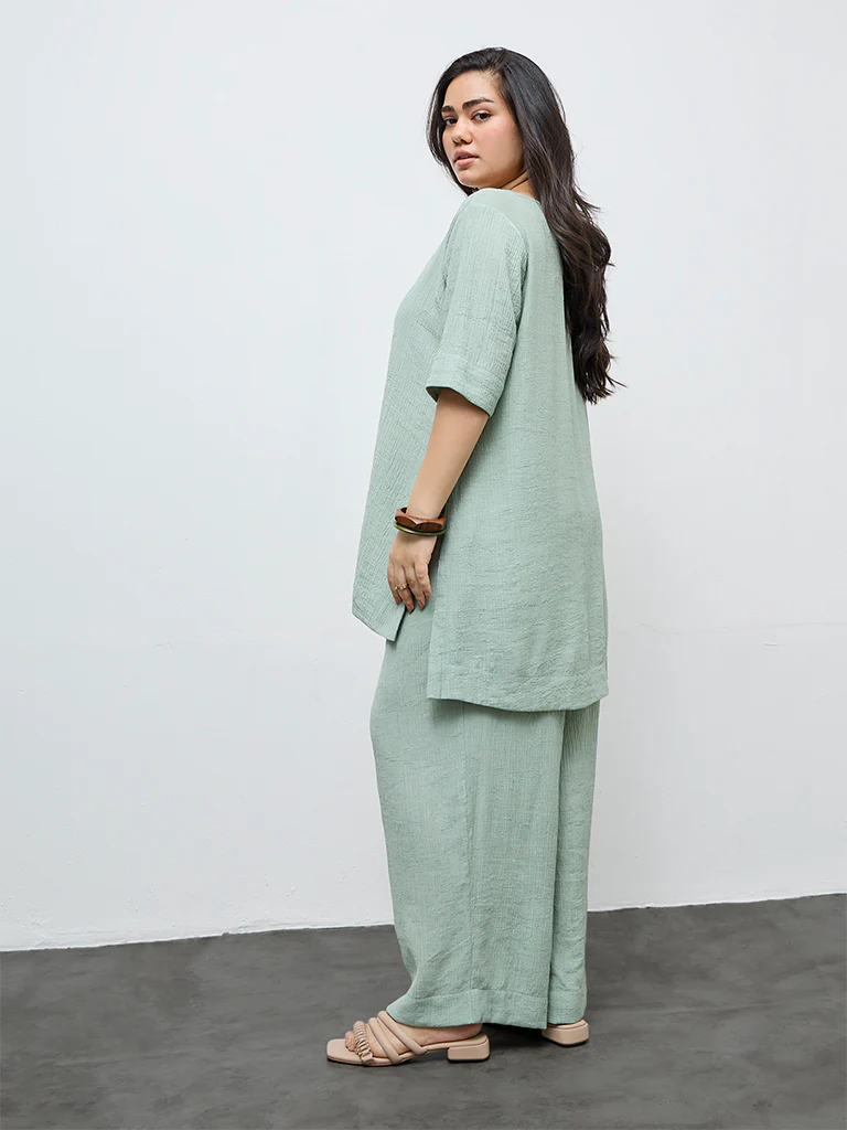 Diza Mint Textured High-Low Tunic - Image 4