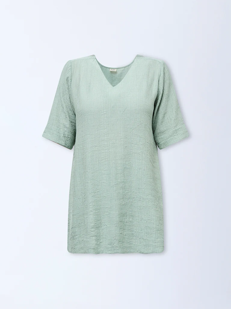 Diza Mint Textured High-Low Tunic - Image 5