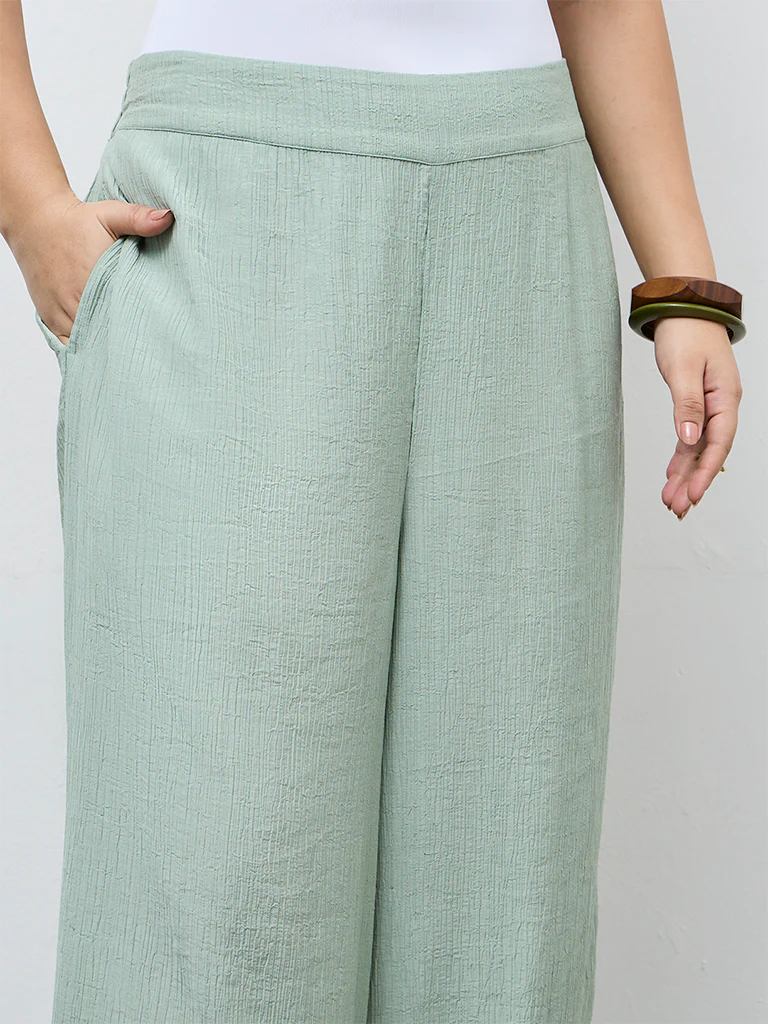 Diza Mint Textured Pants - Image 3