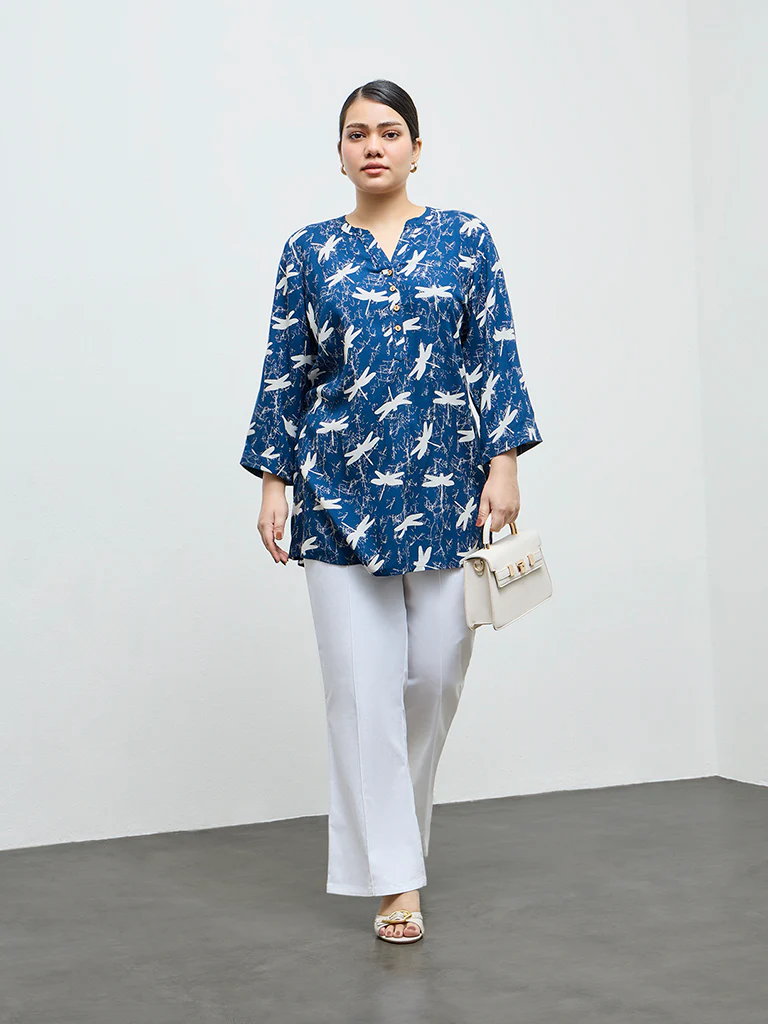 Diza Navy Printed Tunic - Image 2