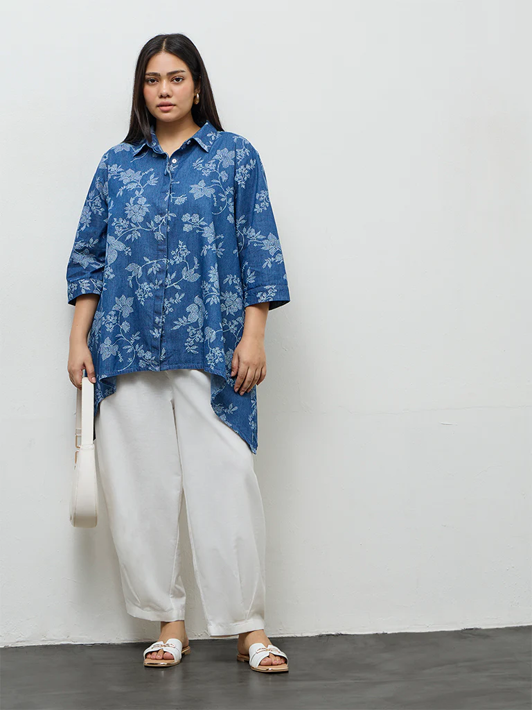 Diza Off-White Solid Cotton Pants - Image 2