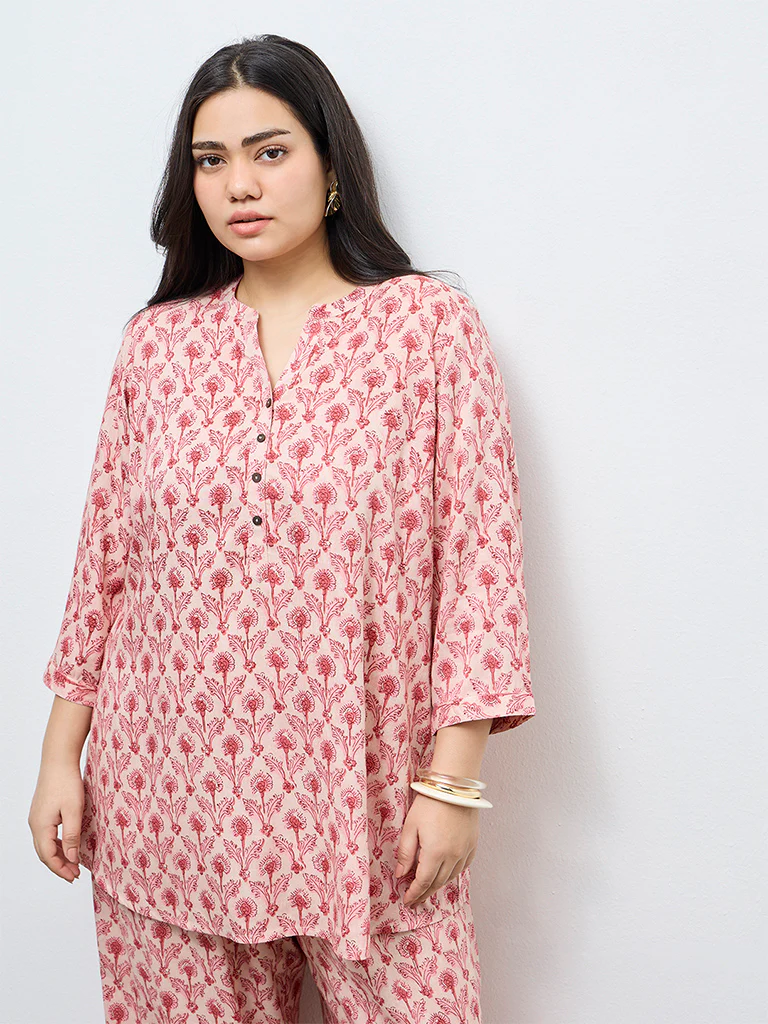 Diza Pink Floral Printed Tunic