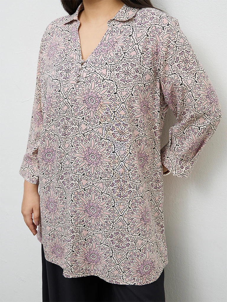 Diza Pink Printed Tunic - Image 3