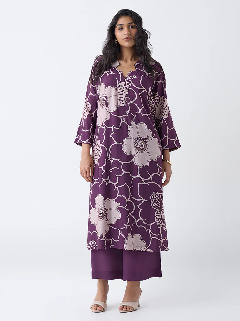 Diza Plum Solid Pants - Image 2