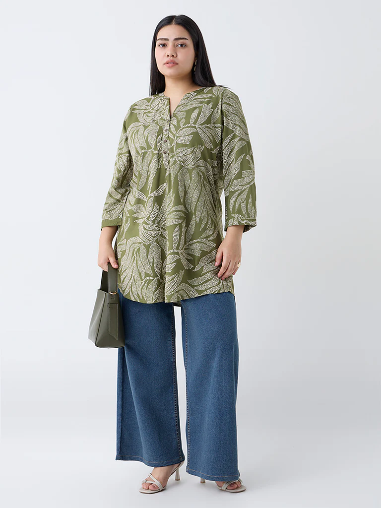 Diza Sage Leaf Printed Tunic - Image 2