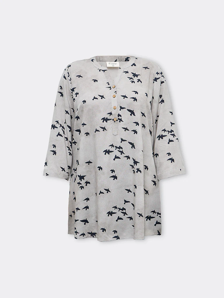 Diza Taupe Printed A-Line Kurta - Image 5