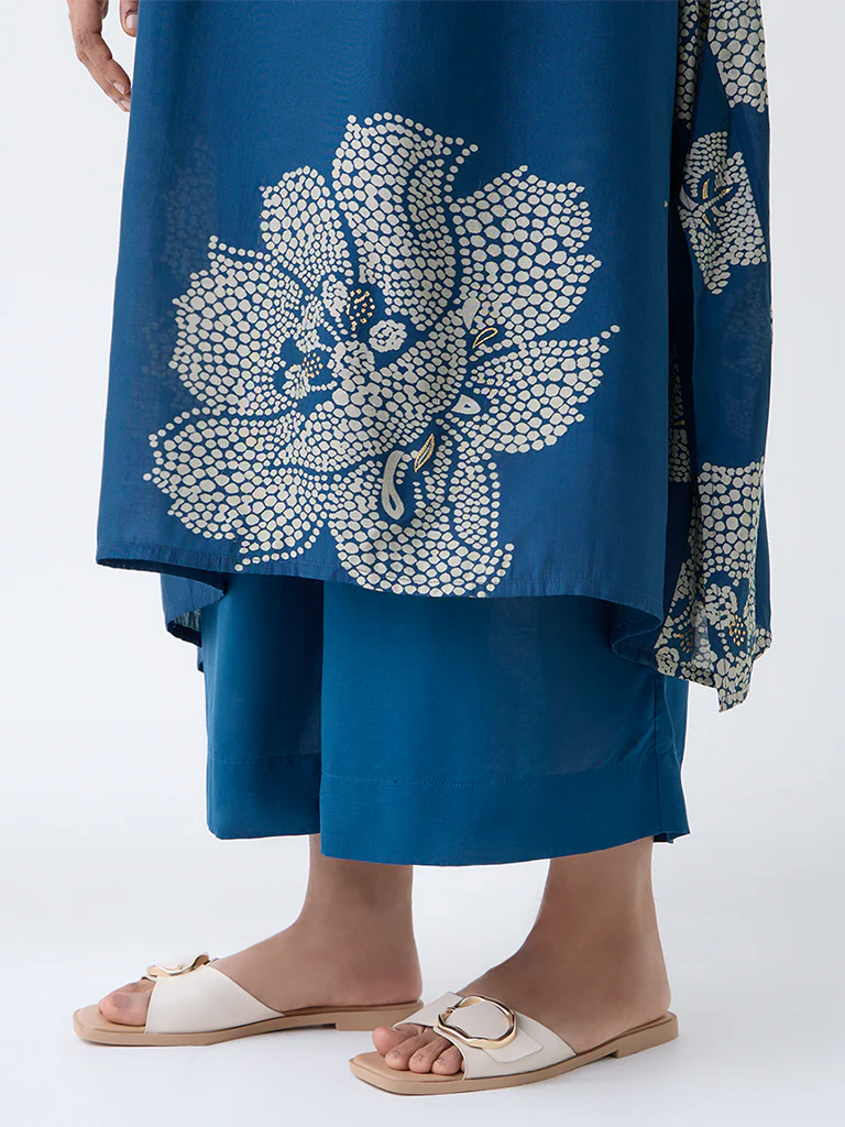 Diza Teal Solid Ethnic Pants - Image 3