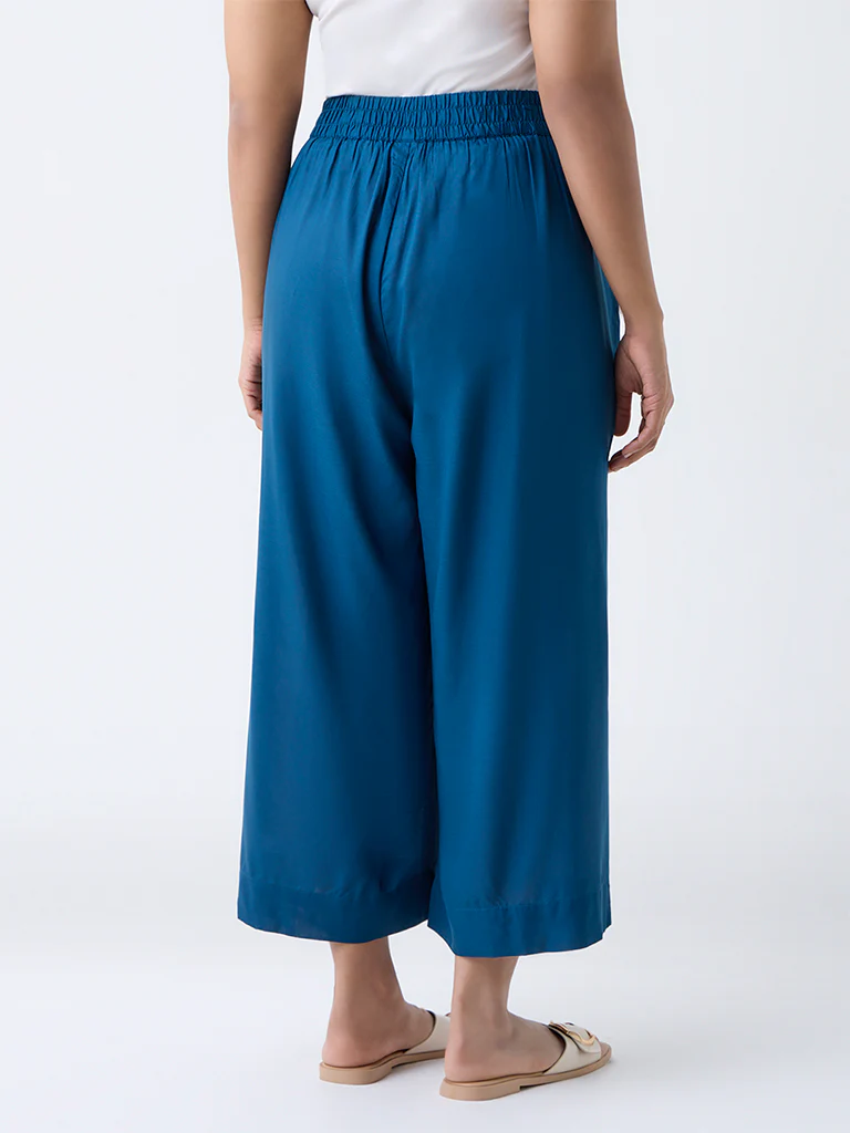 Diza Teal Solid Ethnic Pants - Image 4