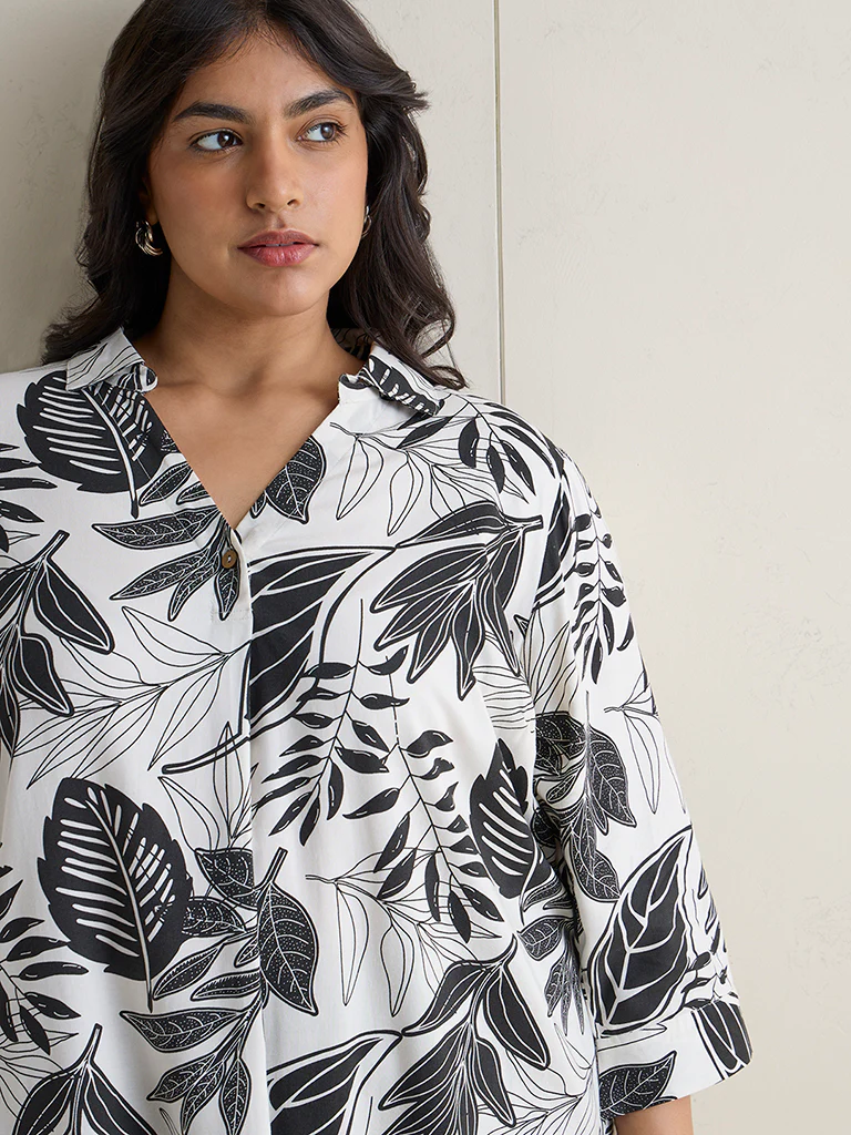 Diza White Botanical Printed Tunic - Image 3