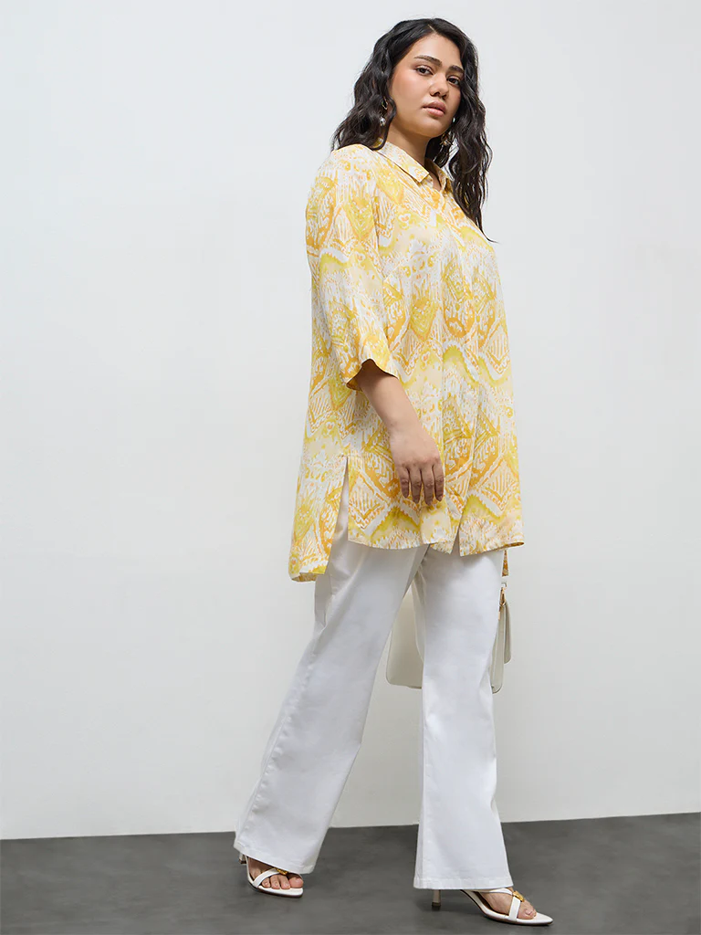 Diza Yellow Botanical Printed Tunic - Image 2