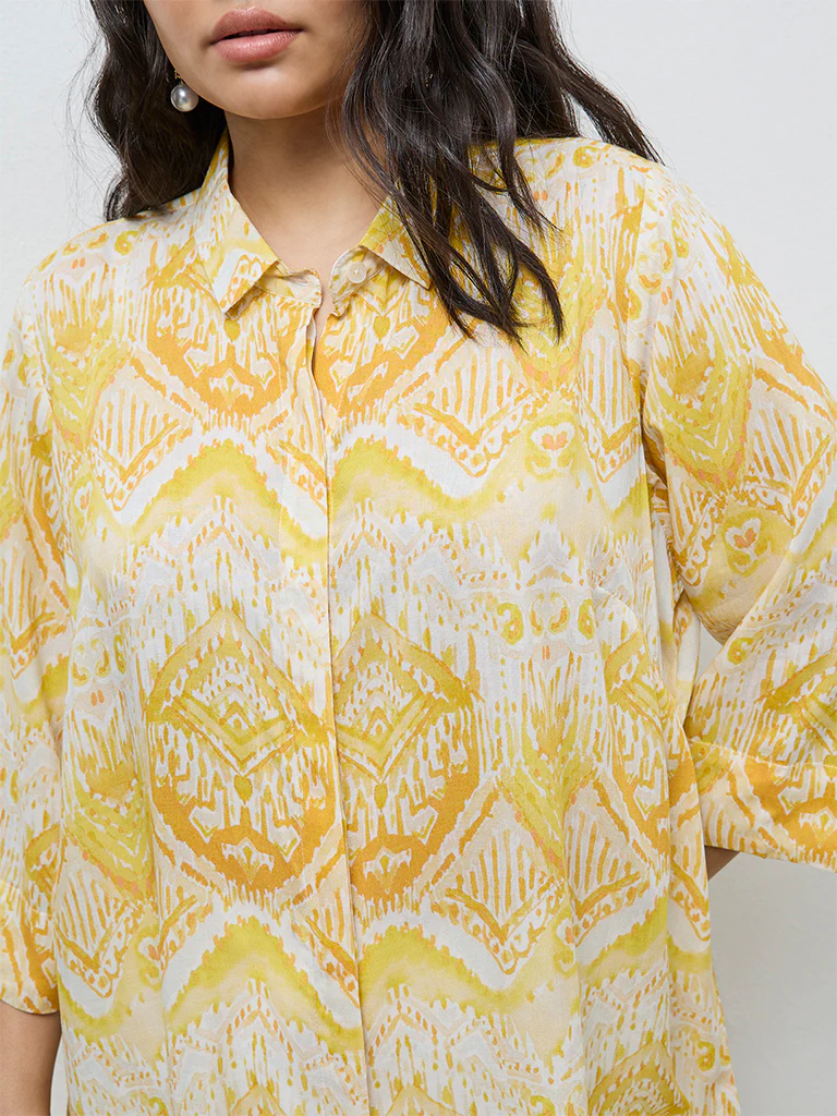 Diza Yellow Botanical Printed Tunic - Image 3