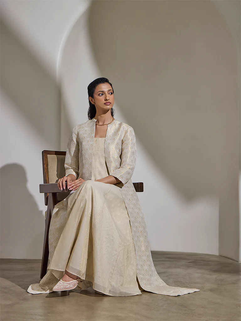 Dress with Brocade Jacket β Cream