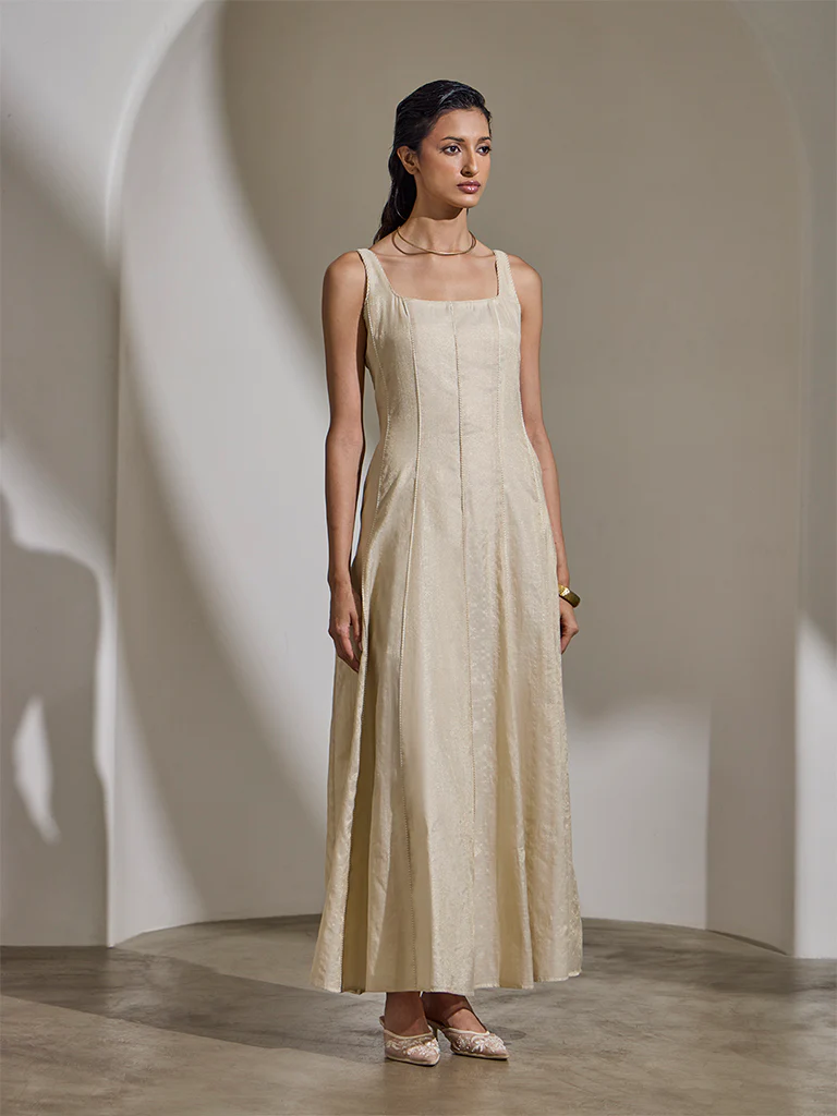 Dress with Brocade Jacket β Cream - Image 3