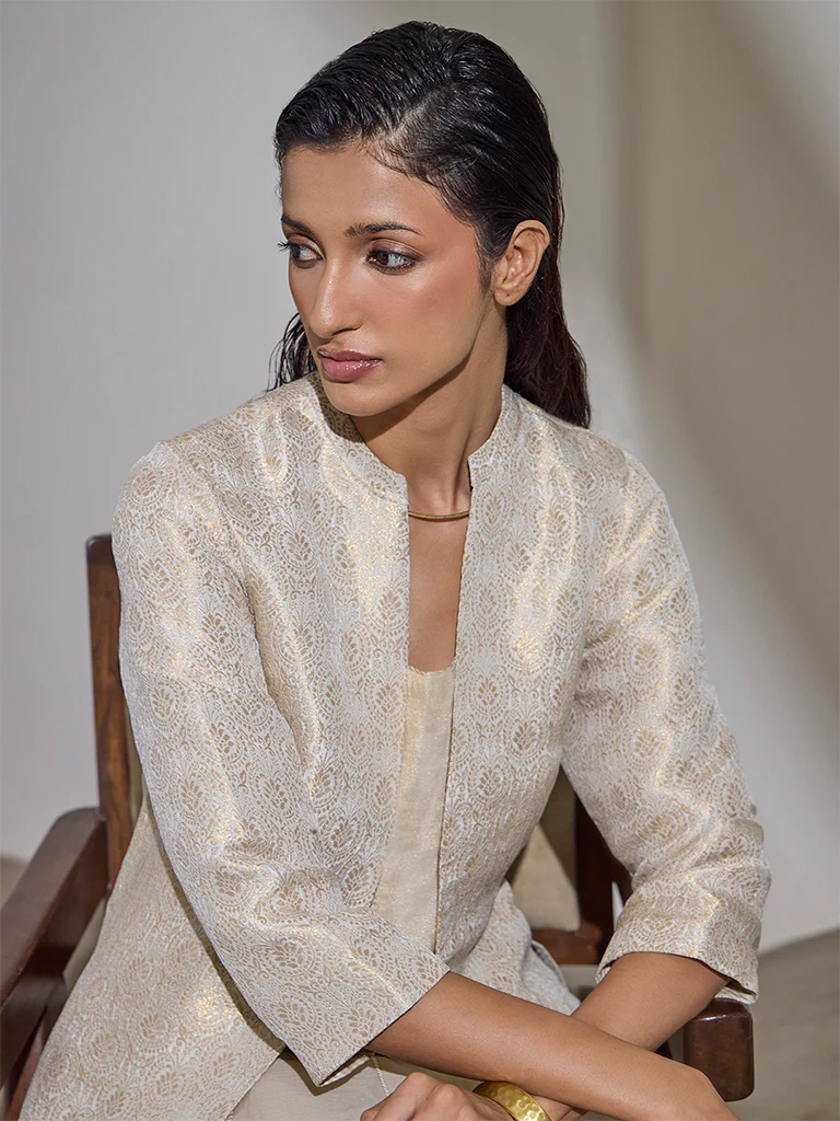 Dress with Brocade Jacket β Cream - Image 4