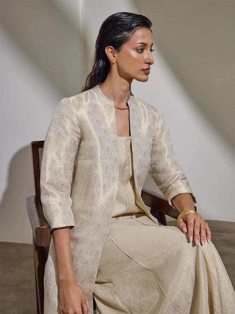 Dress with Brocade Jacket β Cream - Image 5