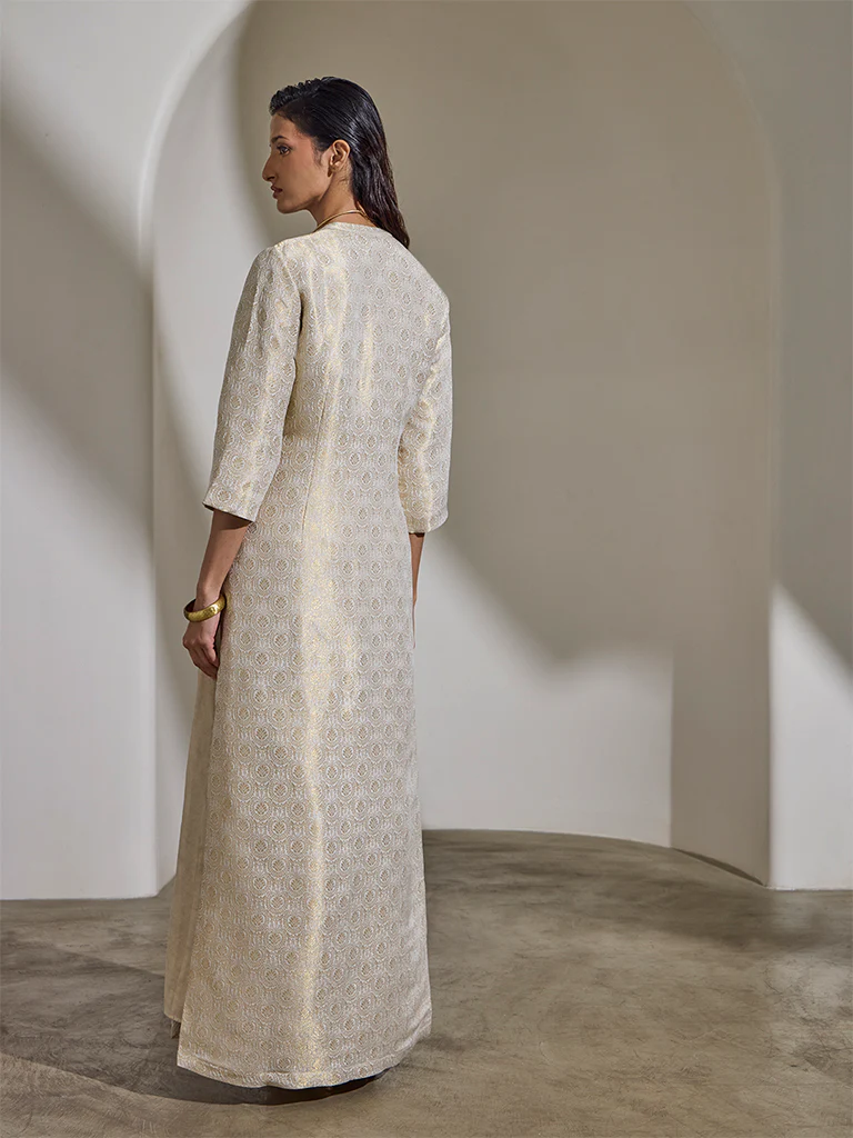 Dress with Brocade Jacket β Cream - Image 7