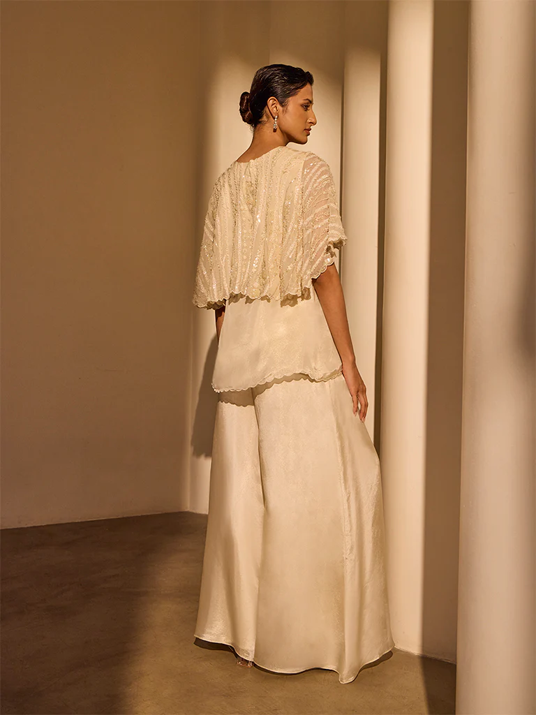 Embellished Cape – Cream - Image 4