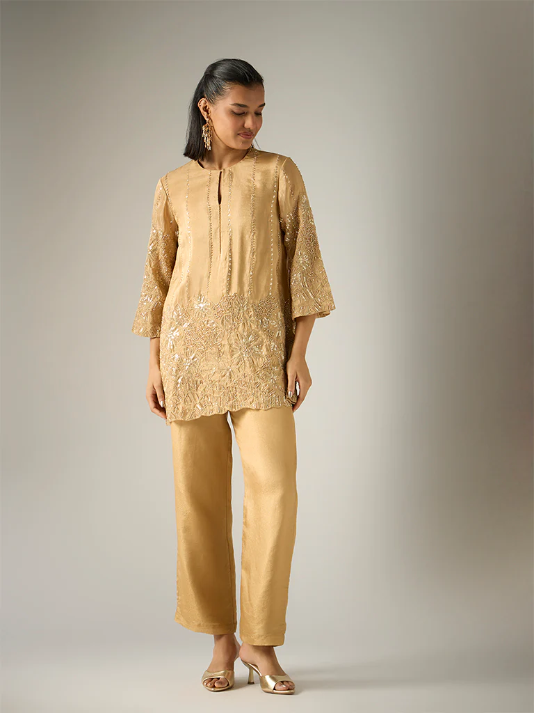 Embellished Kurta – Gold - Image 2