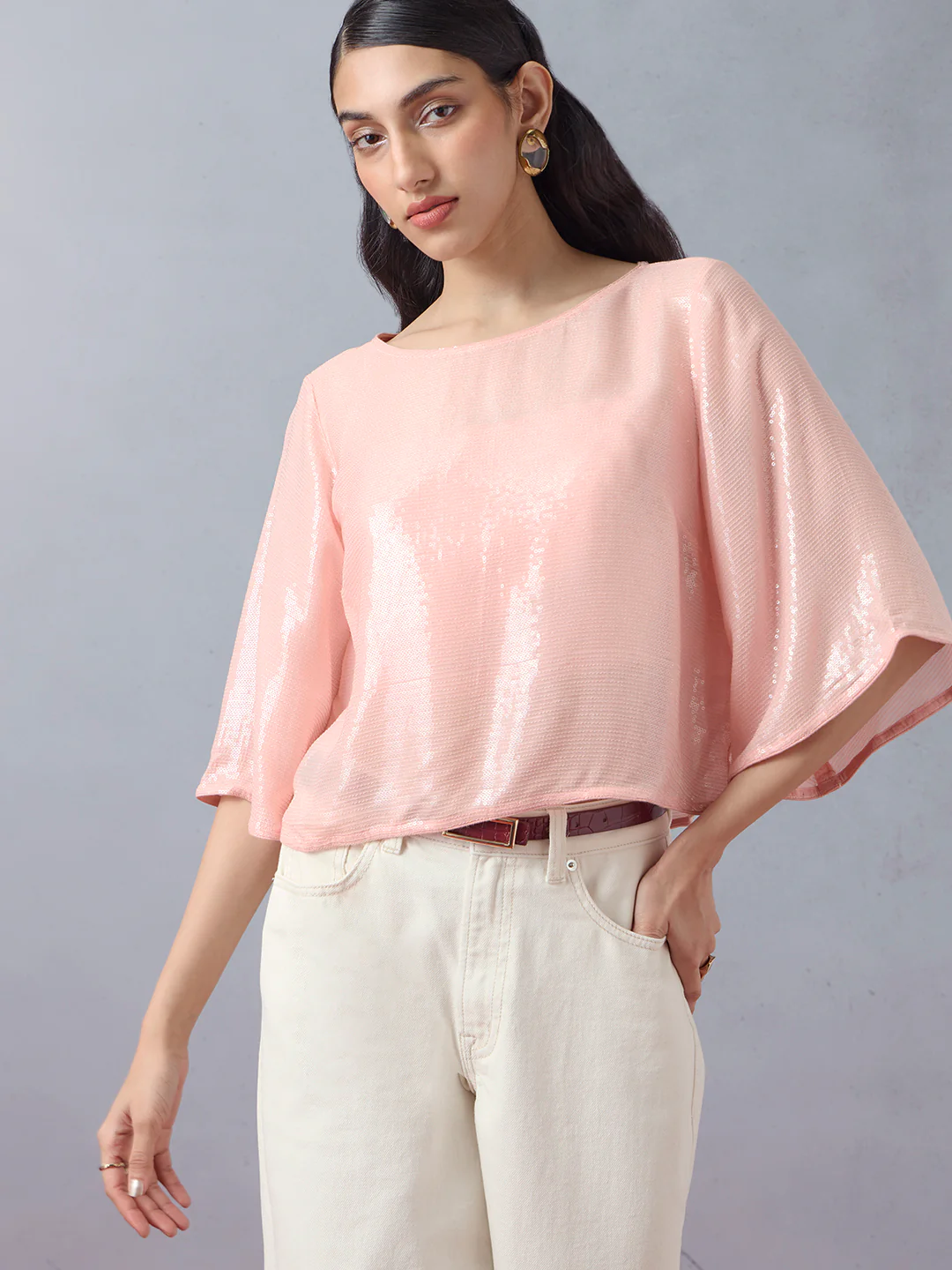 Embellished Top with Inner - Pink - Image 2
