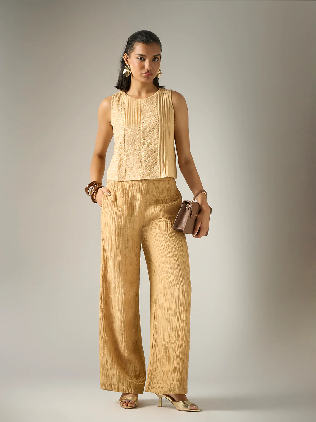 Embroidered Co-ord Set – Gold - Image 2
