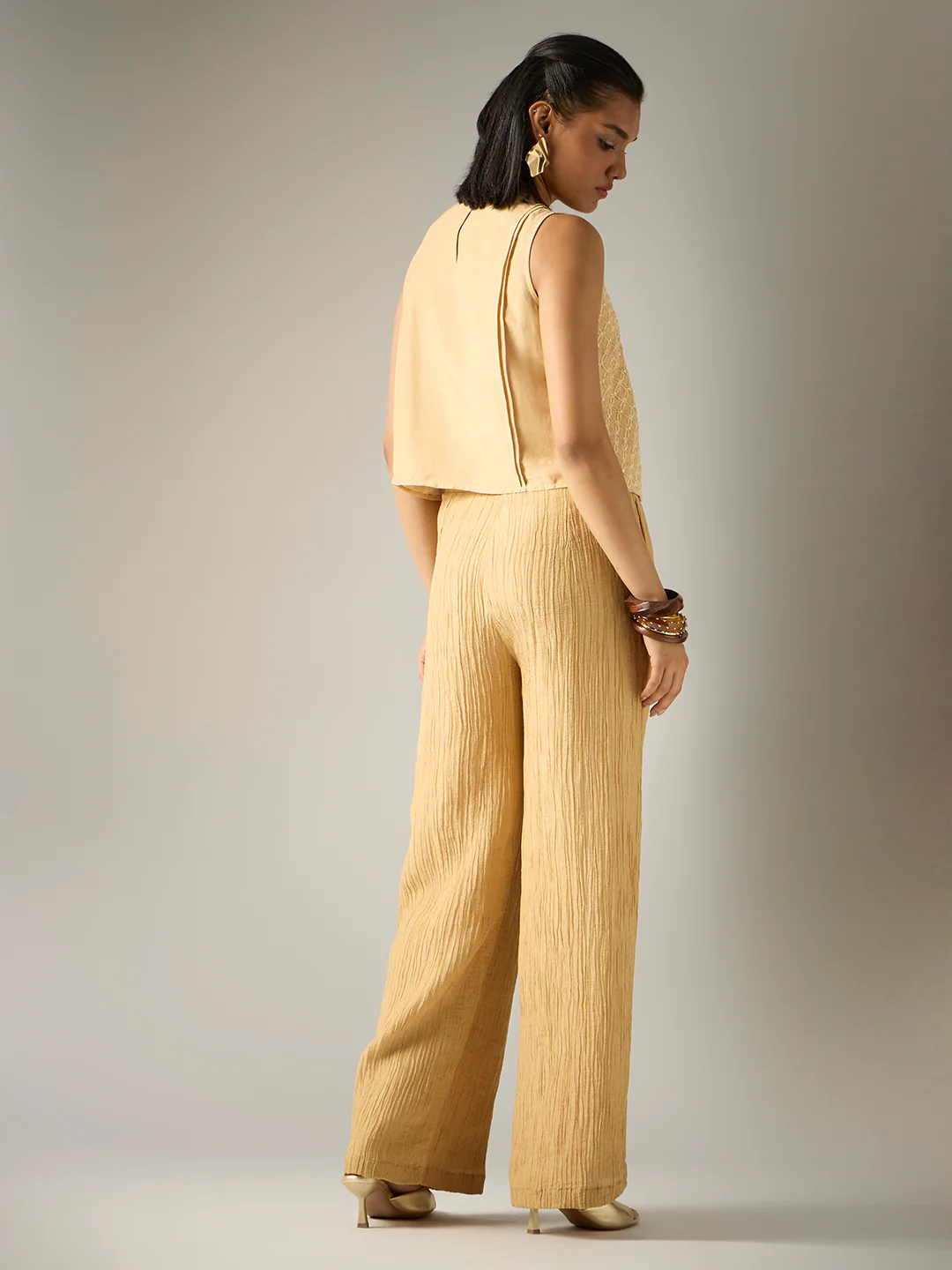 Embroidered Co-ord Set – Gold - Image 4