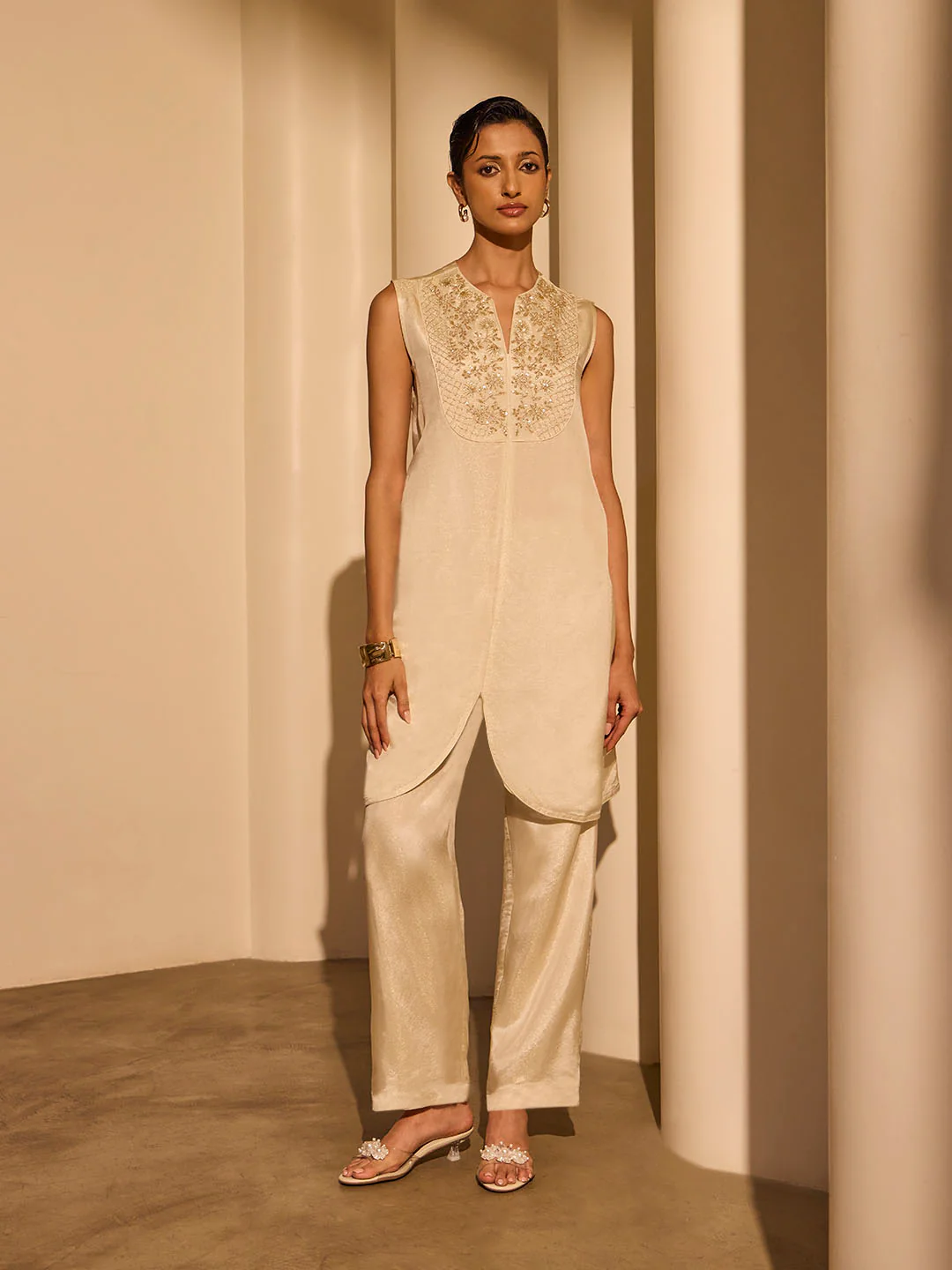 Embroidered Kurta β Cream