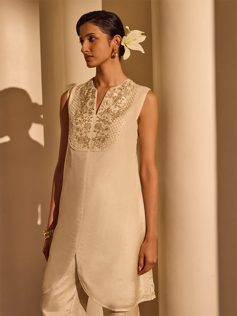 Embroidered Kurta β Cream - Image 3