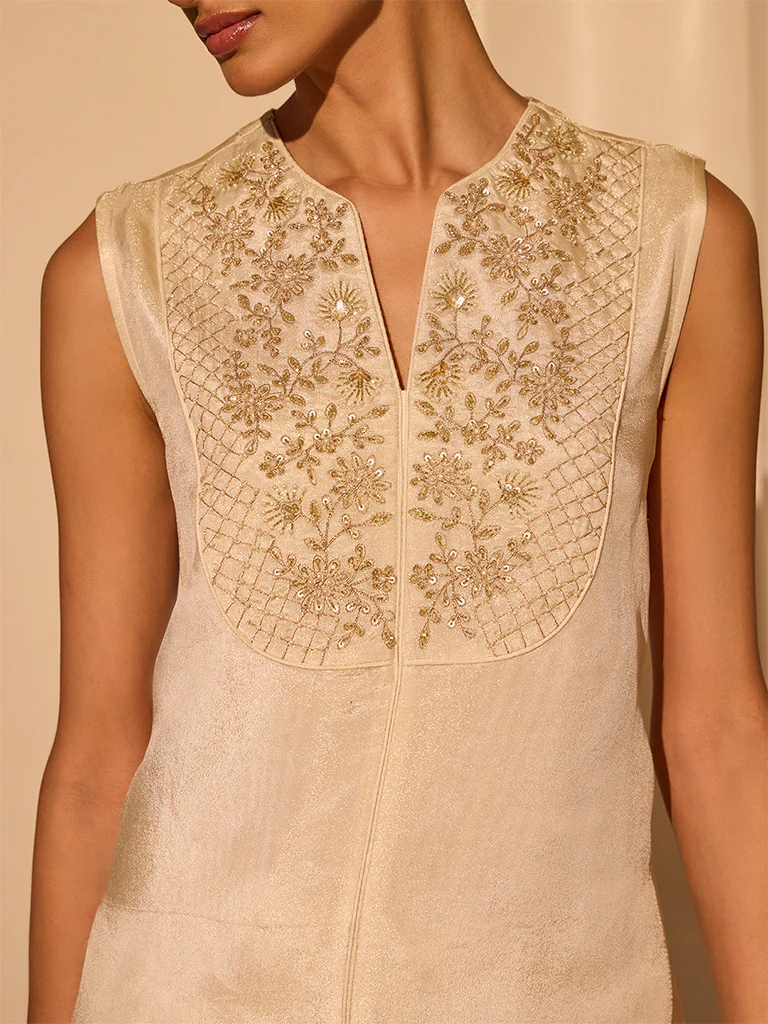 Embroidered Kurta β Cream - Image 4
