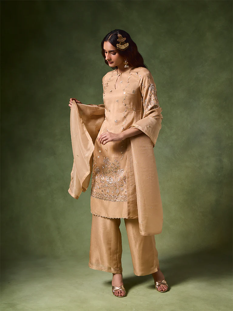 Embroidered Kurta Set β Gold