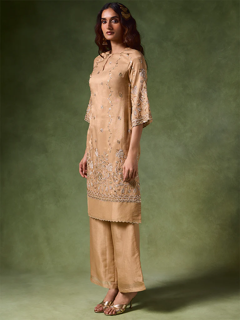 Embroidered Kurta Set β Gold - Image 2