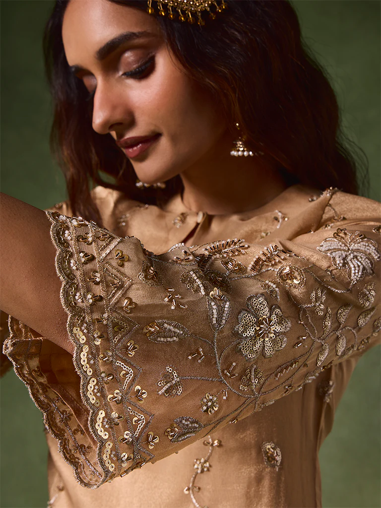 Embroidered Kurta Set β Gold - Image 3