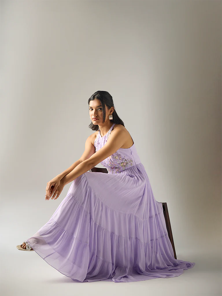 Embroidered Maxi Dress β Lavender