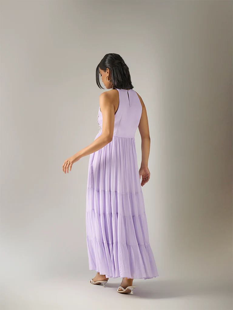 Embroidered Maxi Dress β Lavender - Image 4