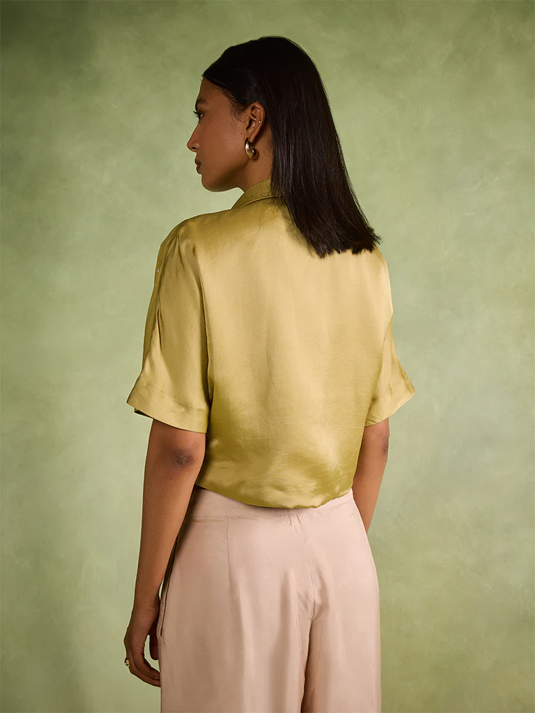 Embroidered Wrap Top β Olive - Image 4