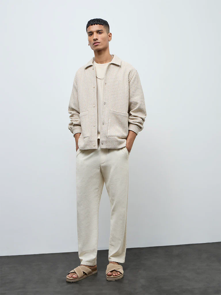 ETA Beige Embroidered Relaxed-Fit Cotton Jacket - Image 2