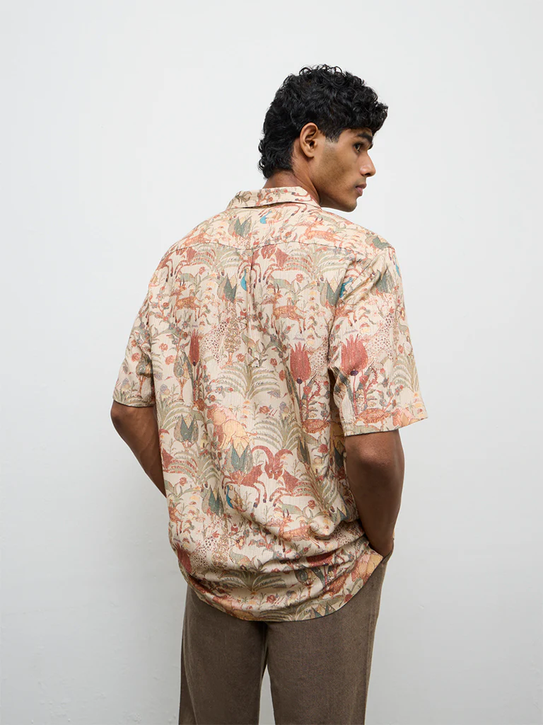 ETA Beige Printed Relaxed Fit Shirt - Image 4