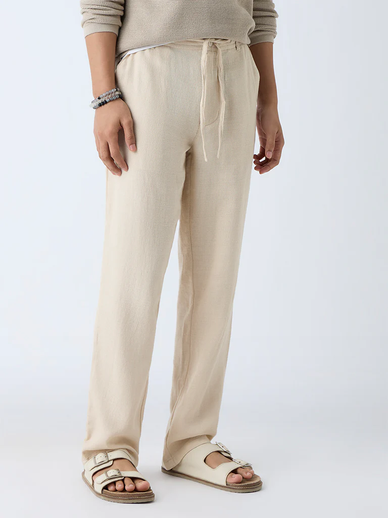 ETA Beige Relaxed-Fit Mid-Rise Cotton-Blend Chinos - Image 3