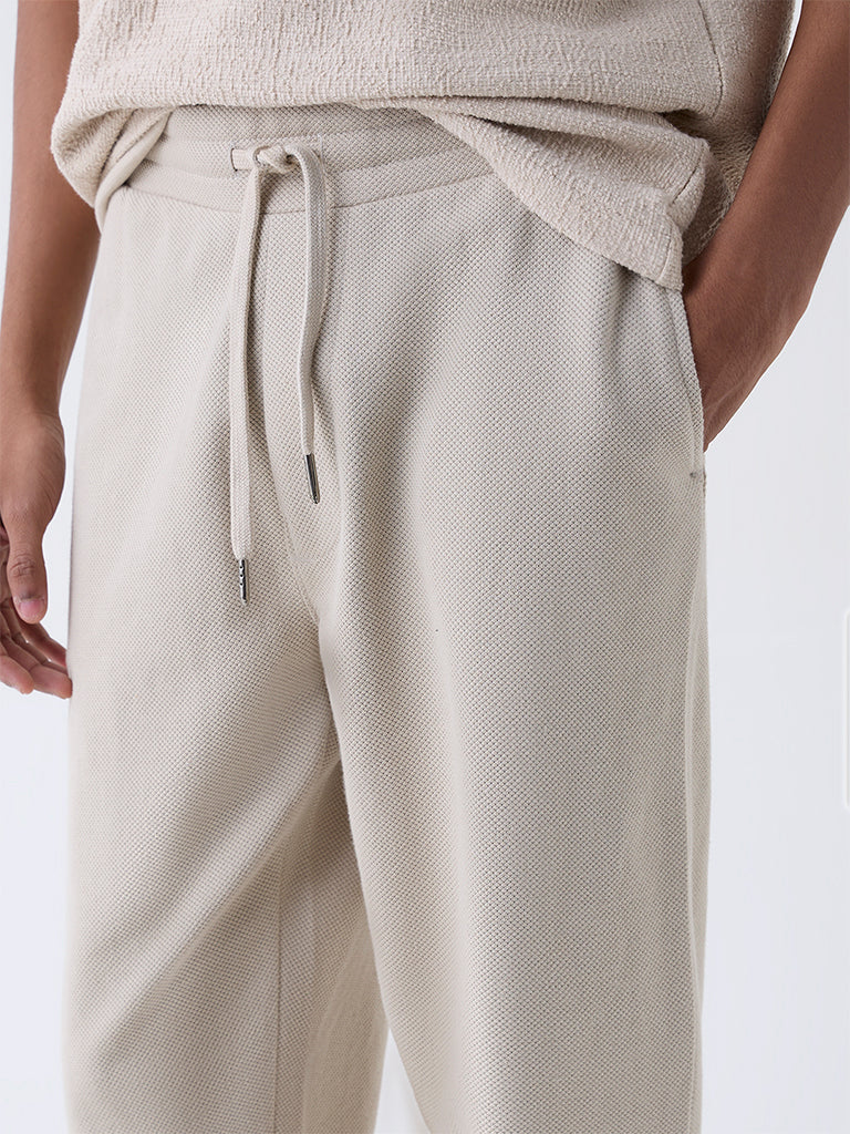 ETA Beige Relaxed-Fit Mid-Rise Cotton-Blend Joggers - Image 4