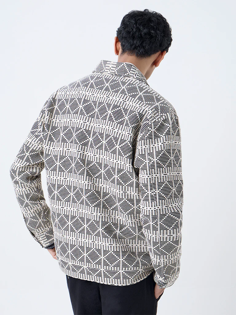 ETA Black Embroidered Relaxed-Fit Cotton Jacket - Image 4