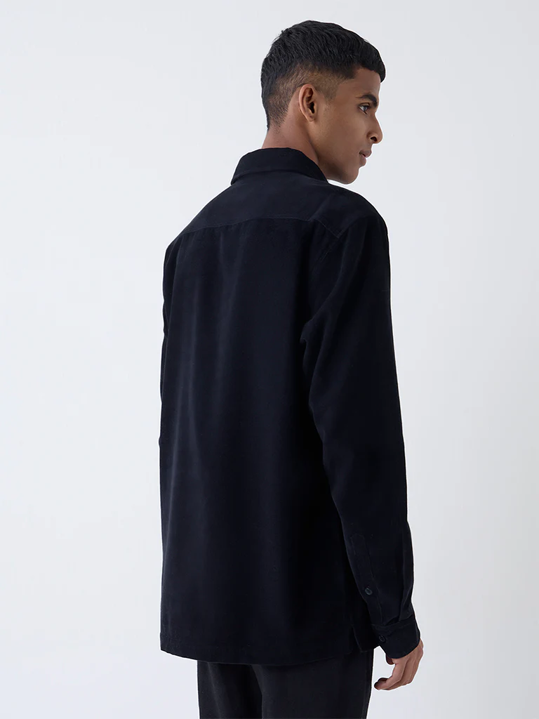 ETA Black Embroidered Relaxed-Fit Cotton Shirt - Image 4