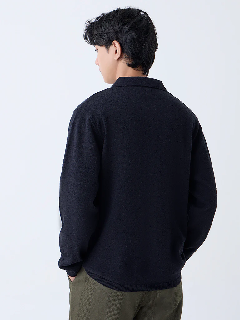ETA Black Knitted Relaxed-Fit Cotton-Blend Sweater - Image 5