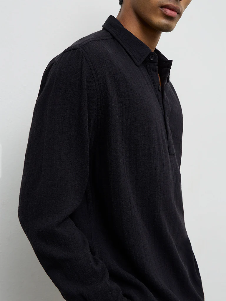 ETA Black Relaxed-Fit Cotton Shirt - Image 3