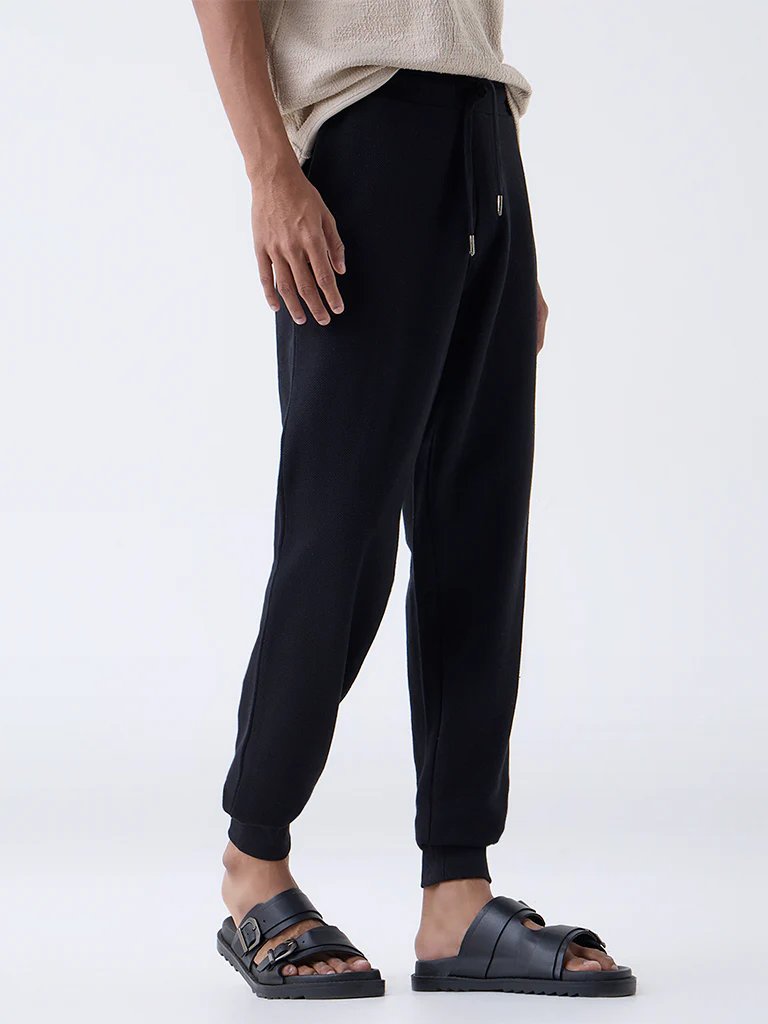 ETA Black Relaxed-Fit Mid-Rise Cotton-Blend Joggers - Image 3